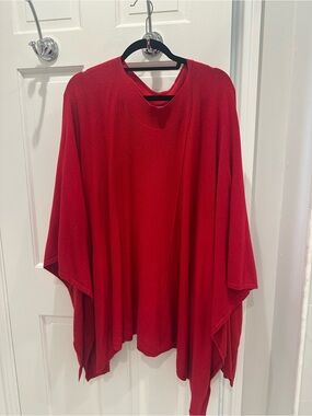 Chico's Red Knit Poncho Sweater L/ XL